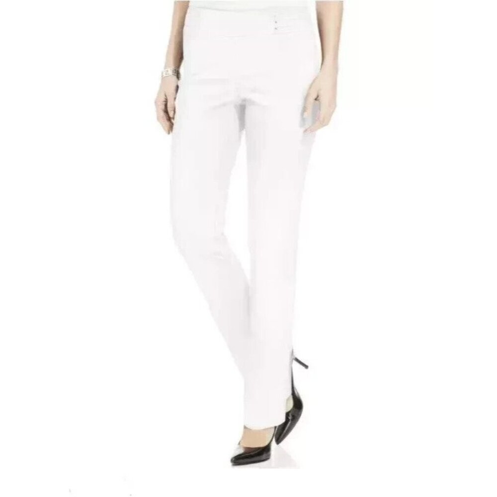 JM Collection Women's Petite PP White Studded Straight-leg Pants PM191AFA